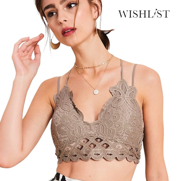 WISHLIST CRUSH ON YOU LACE BRALETTE CHAMPAGNE Size L NWT - Picture 1 of 11